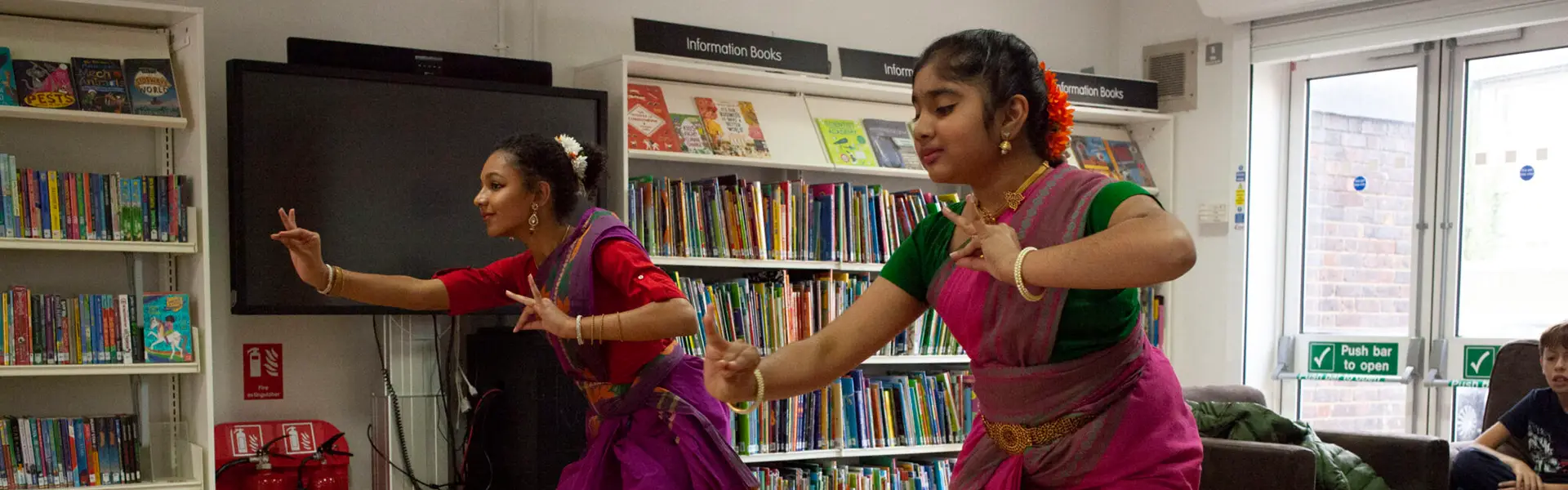 Avanttika Sivakumar and Laasya Cherukuri Classical Indian Dance at Manor Park Library Fun Palace Newham 2022 Credit Dominic Saulter